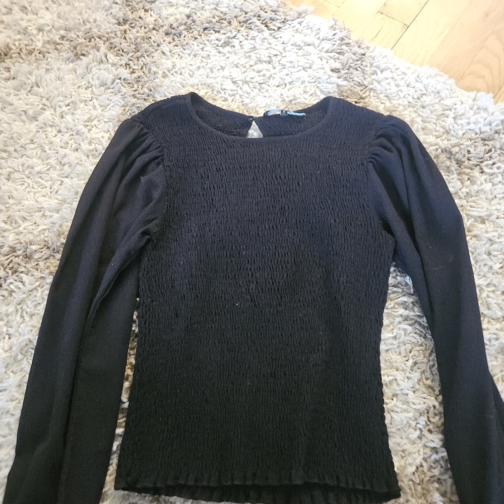 En Saison Black Textured Blouse
